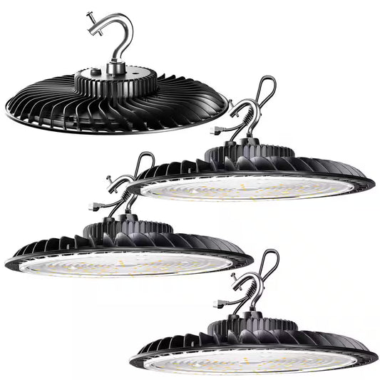 4-Pack of 250-Watt LED High Bay Light 37500LM High Bay LED Shop Lights AC100-277V Commercial Bay Lighting for Warehouse