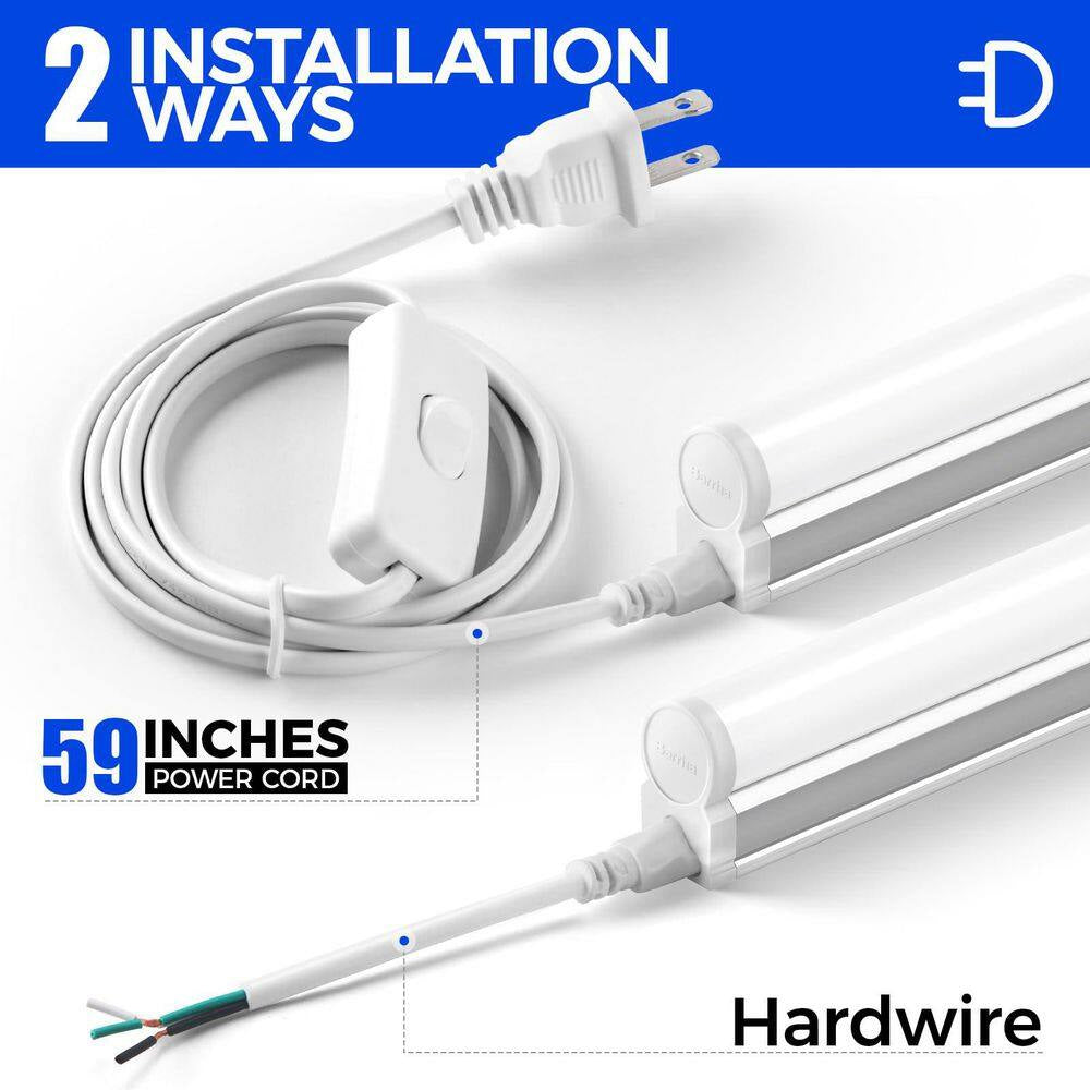 4 Ft. 2200Lm 6500K 20W LED T5 Shop Lights, Ceiling and under Cabinet Light, Corded Electric with On/Off Switch