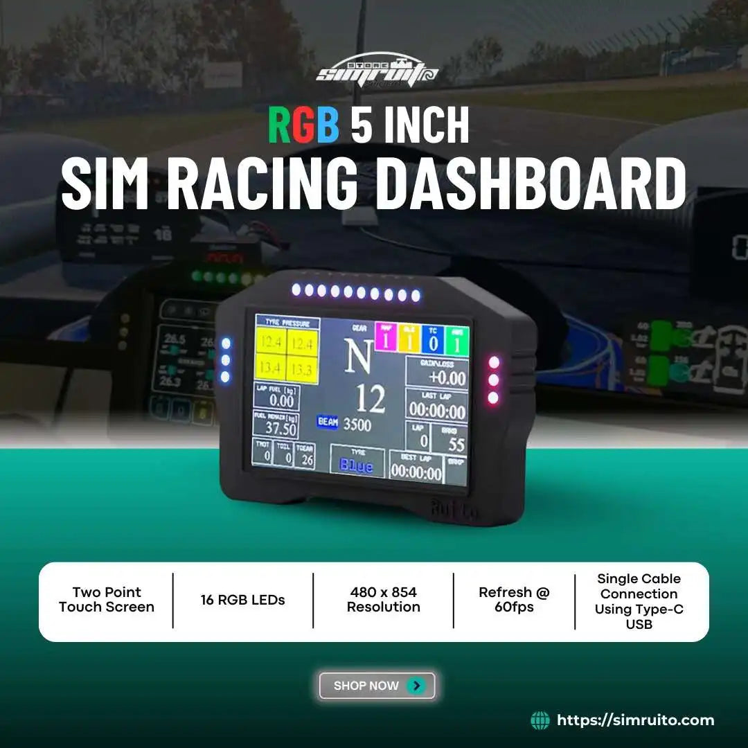 Sim Racing Pc Steering Wheel Dashboard 5Inch 16RGB Car Speed Display Simulator Wheel Lnstrument Steering Wheel and Pedal for Pc