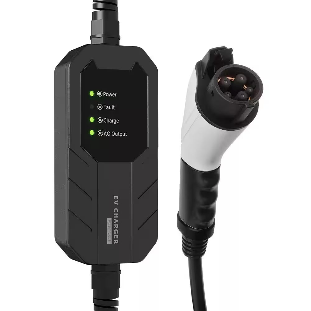 25Ft 240-Volt Level 1-2 Portable EV Charger NEMA 6-20 Plug with 5-15 Adapter SAE J1772 Compatible Safe Fast Charge