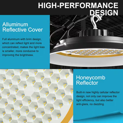 4Pack of 300W LED High Bay Light 45000LM High Bay LED Shop Lights AC100-277V UFO Commercial Bay Lighting for Warehouse