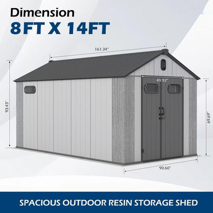 8x14 Ft Resin Outdoor Storage Shed
