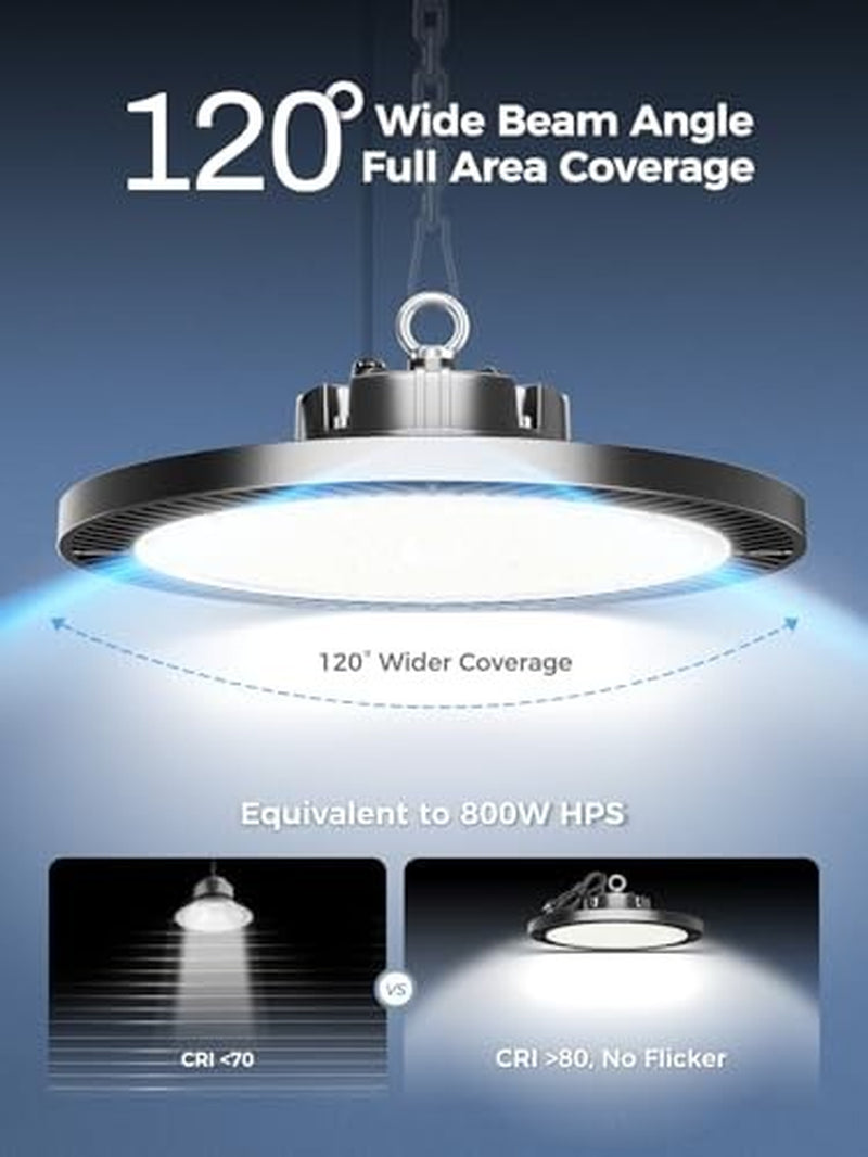 150W UFO LED High Bay Lights 21000LM 5000K Daylight Shop Garage Warehouse 6 Pack
