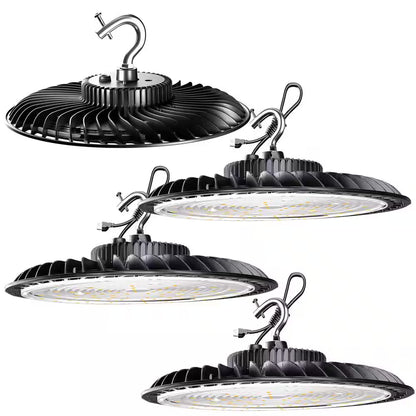 4-Pack of 250-Watts LED High Bay Light 37500LM High Bay LED Shop Lights AC100-277V Commercial Bay Lighting for Warehouse
