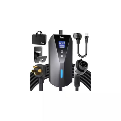 23Ft 240-Volt Electric Vehicle Charger Portable Level 1 2 J1772 NEMA 14-50 Plug with 5-15 Adapter Cord