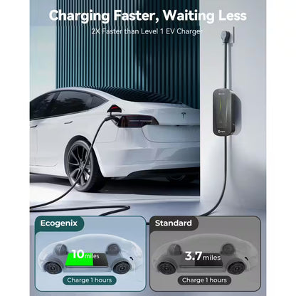 25 Ft 110-240 Volt Level 1 and 2 EV Charger Carbon Fiber NEMA 6-20 Plug with Adapter for Tesla Models