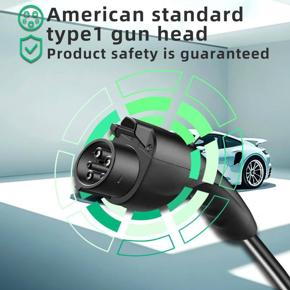 Level 1 and 2 EV Charger 8-16 Amp 110-240 Volt Electric Vehicle Charging Station with NEMA Plugs Portable IP66 LCD
