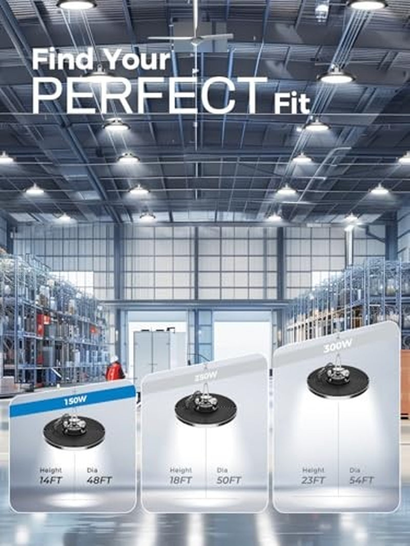 150W UFO LED High Bay Lights 21000LM 5000K Daylight Shop Garage Warehouse 6 Pack