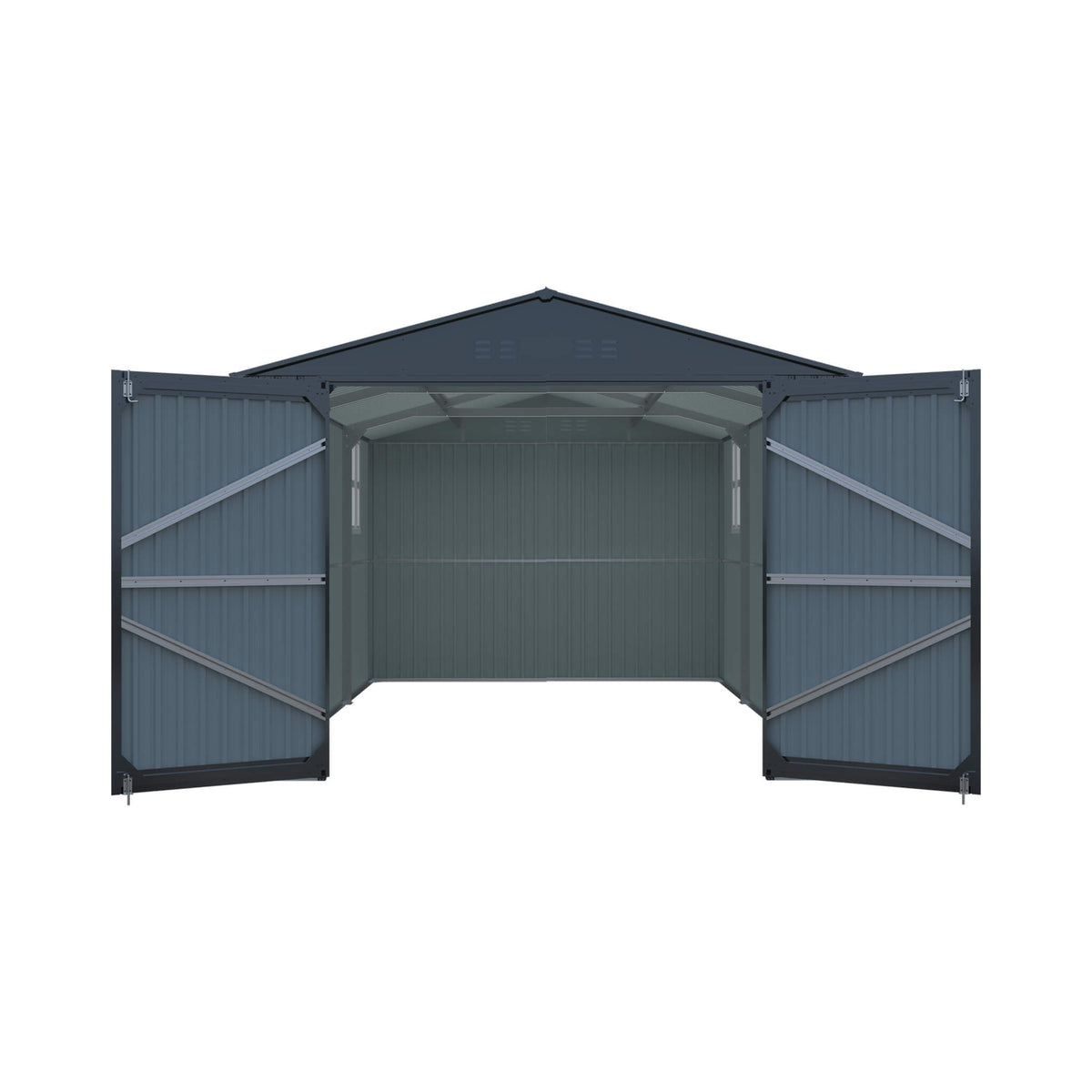 Alora Extra-Large Outdoor Galvanized Steel Outdoor Storage Shed With Skylight Roof (SAK42671)