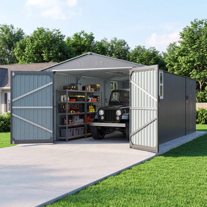 Alora Extra-Large Outdoor Galvanized Steel Outdoor Storage Shed With Skylight Roof (SAK42671)