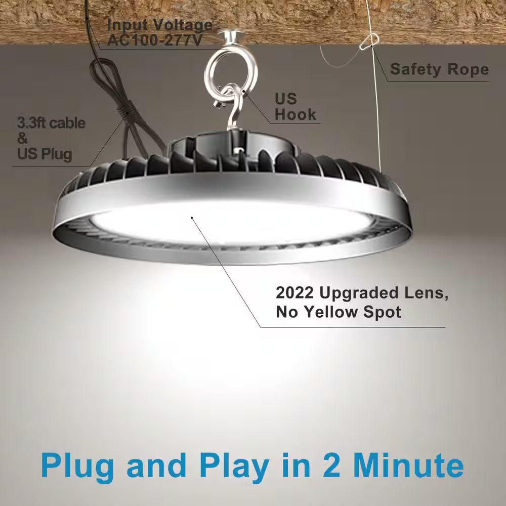 400-Watt LED High Bay Light 60000LM High Bay LED Shop Lights AC100-277V Commercial Bay Lighting for Warehouse (4-Pack)
