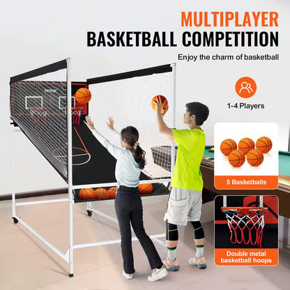 Arcade Cage Basketball Game 2 Player Indoor Basketball Game with 5 Balls, 8 Game Modes Home Dual Shot Sport
