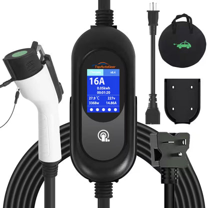 16.4Ft 110-240-Volt EV Charging Station Portable Level 1 Level 2 Charger NEMA 5-15 6-20 Plug J1772 Compatible