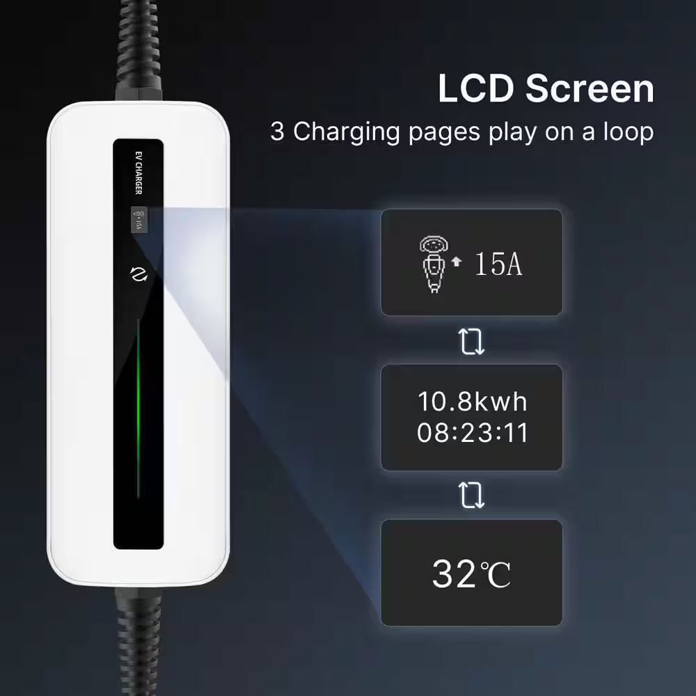 20Ft 120-Volt Level 1 EV Charger Cable 15A NEMA 5-15 Plug J1772 Compatible Portable Waterproof Fast Charging