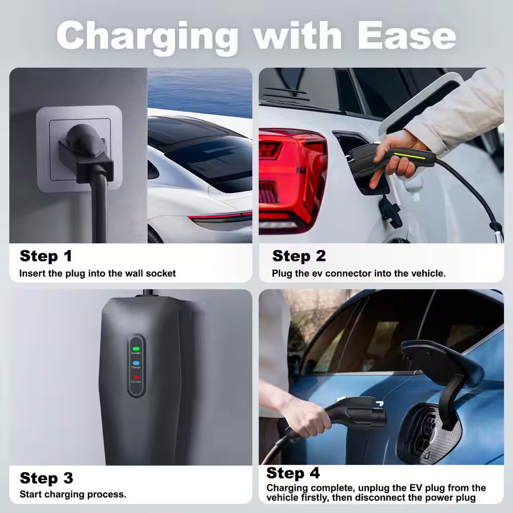 20Ft 110-240 Volt Level 1 2 Electric Vehicle Portable Charger 16Amp 3.5KW Home EV Car Charging Station Adapter