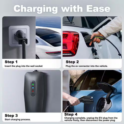 20Ft 110-240 Volt Level 1 2 Electric Vehicle Portable Charger 16Amp 3.5KW Home EV Car Charging Station Adapter