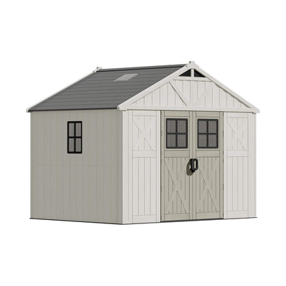 Alora Large Resin Outdoor Storage Shed With Floor, Windows, And Lockable Door (SAK98421)
