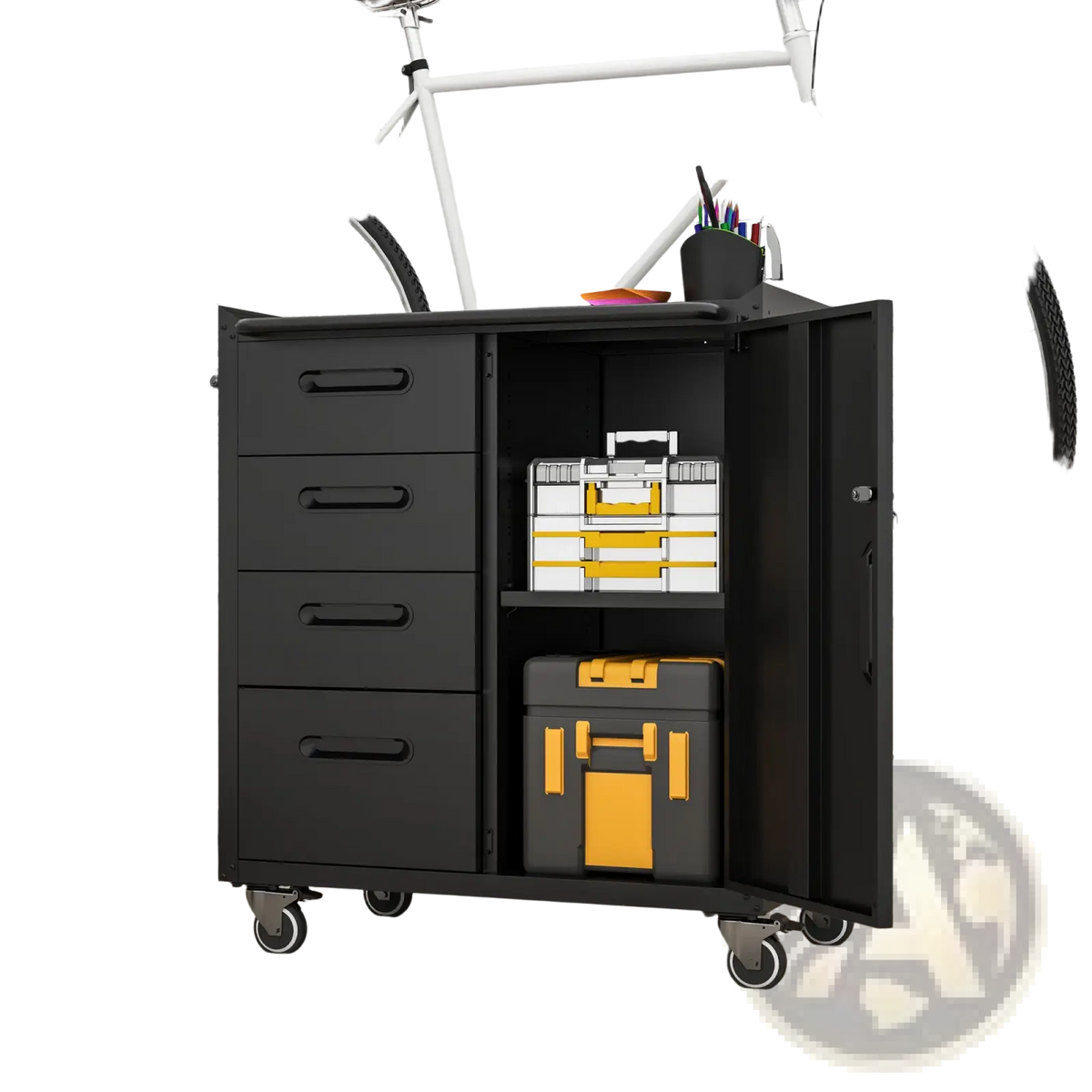 Metal Tool Storage Cabinet with 4 Drawers and Wheels