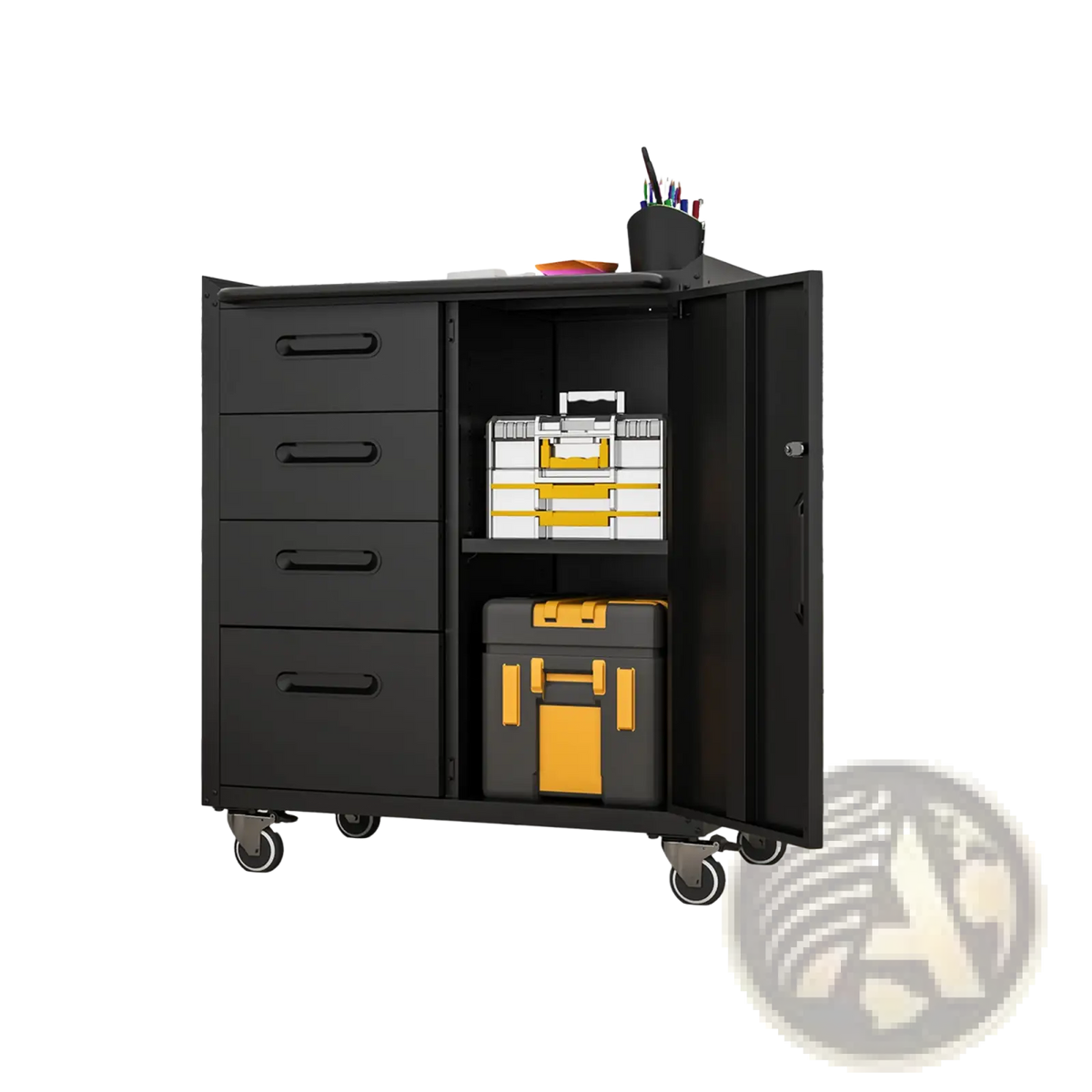 Metal Tool Storage Cabinet with 4 Drawers and Wheels
