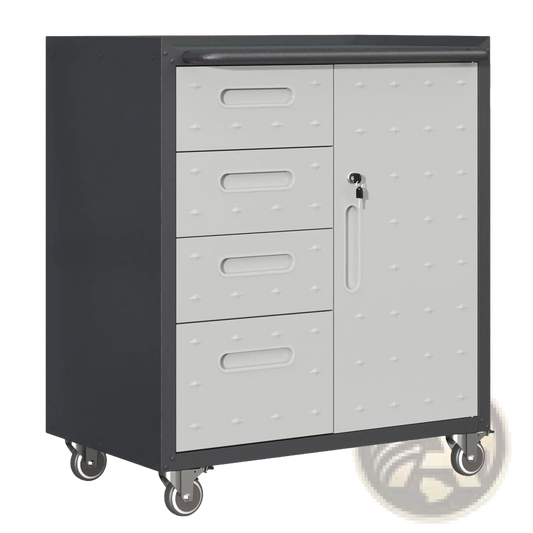 Metal Tool Storage Cabinet with Wheels 4 Drawer Gray