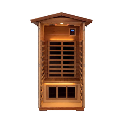 Thermora Xyra Premium 1-Person Outdoor Red Cedar Infrared Sauna With Low EMF, Chromotherapy And Bluetooth (SAK32783)