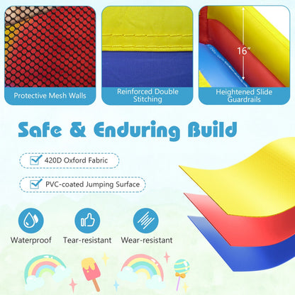 7-in-1 Inflatable Water Slide Bounce House with Dual Slides