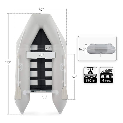 10FT 5-Person Heavy-Duty Inflatable Dinghy Boat (SAK98153)