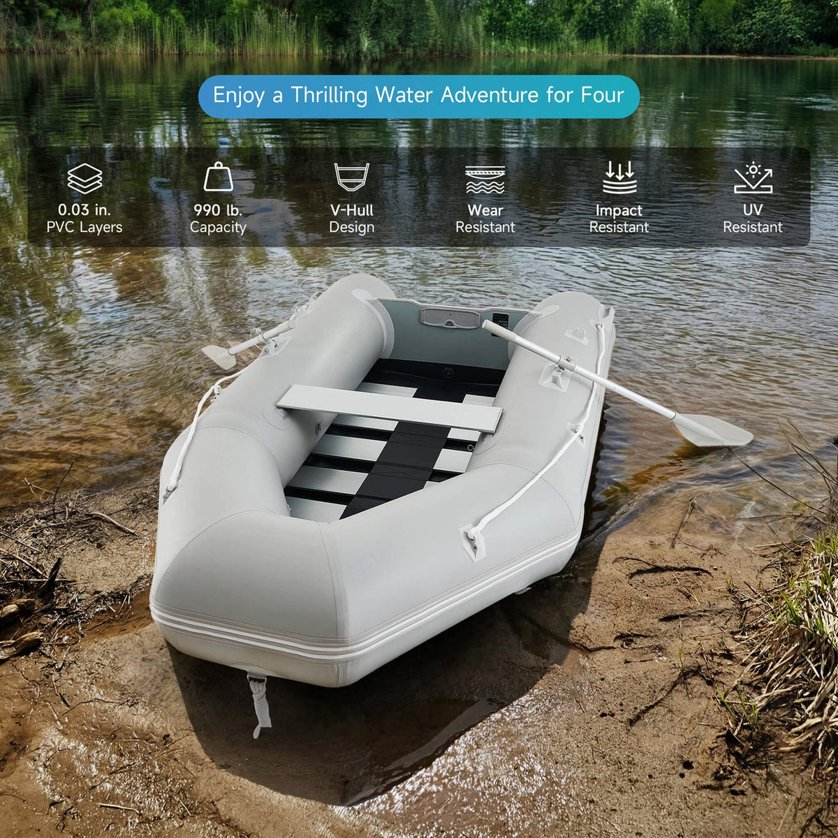 10FT 5-Person Heavy-Duty Inflatable Dinghy Boat (SAK98153)